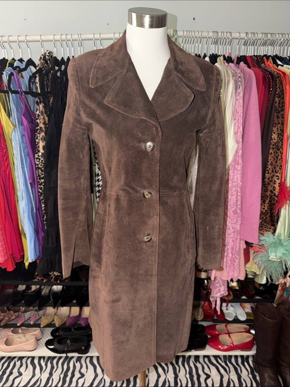 Cynthia Steffe Genuine Brown Suede Coat, size 2 - Picture 8 of 16